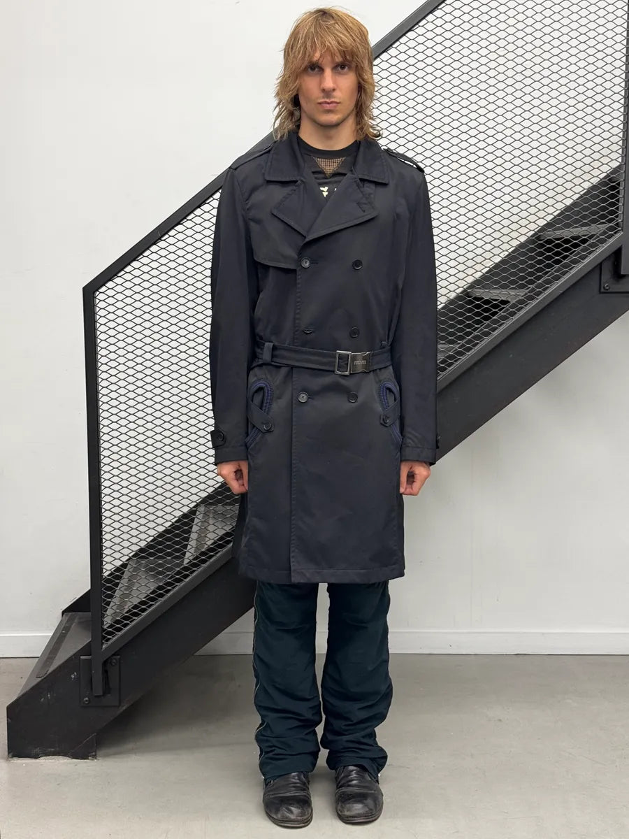 FW2008 Jean Paul Gaultier Navy Nylon Trench Coat IiLbzqR 2
