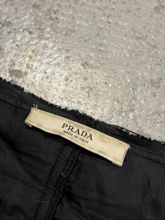 FW2008 Prada Black Bouclé Chain-Front Blazer Jacket lKgMkXN 8