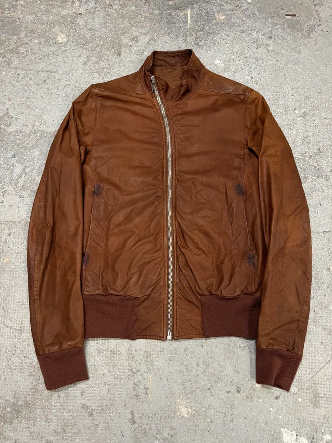 FW2008 Rick Owens Bordeaux  Asymmetrical Leather Jacket NKmSYdT 0