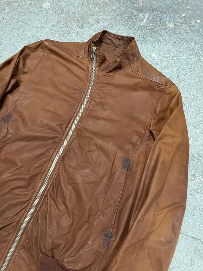 FW2008 Rick Owens Bordeaux  Asymmetrical Leather Jacket NKmSYdT 1