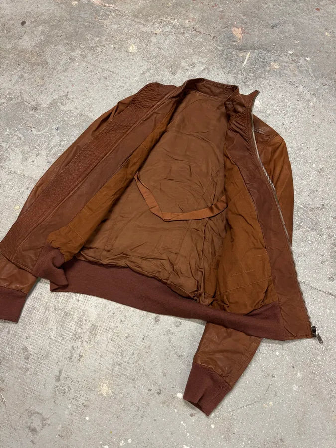 FW2008 Rick Owens Bordeaux  Asymmetrical Leather Jacket NKmSYdT 2