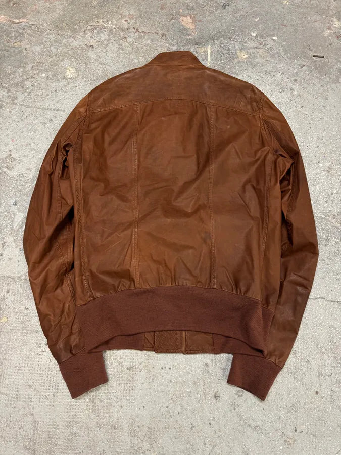 FW2008 Rick Owens Bordeaux  Asymmetrical Leather Jacket NKmSYdT 4