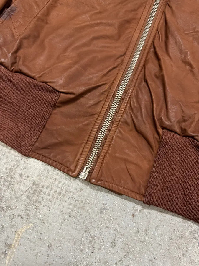 FW2008 Rick Owens Bordeaux  Asymmetrical Leather Jacket NKmSYdT 5