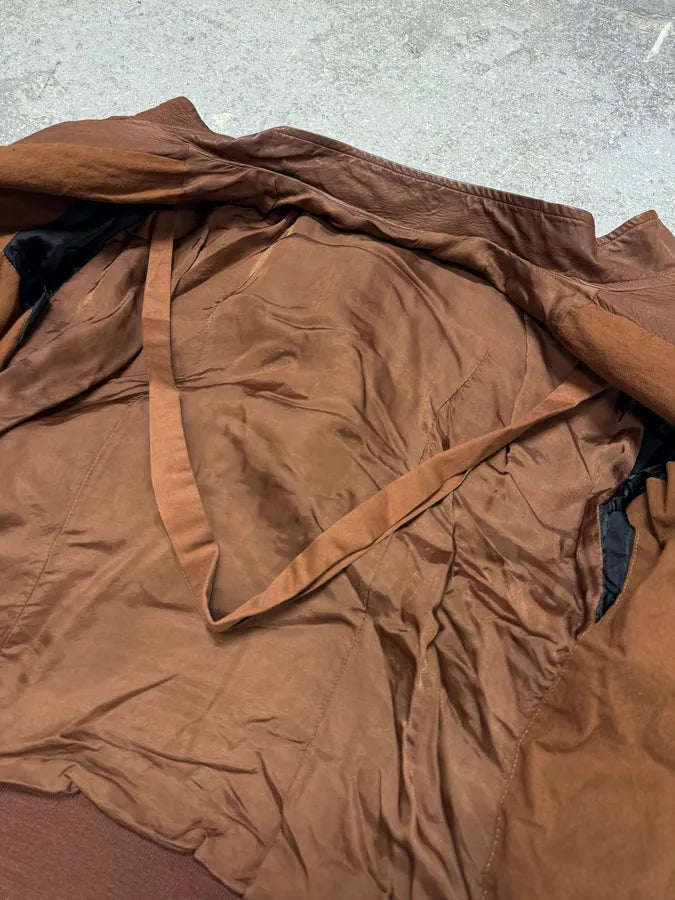 FW2008 Rick Owens Bordeaux  Asymmetrical Leather Jacket NKmSYdT 6