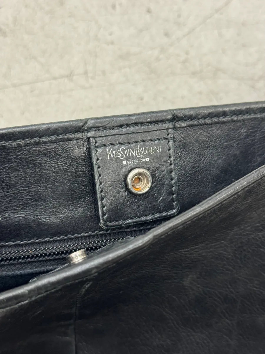 FW2008 Yves Saint Laurent Mombasa Organic Horn Handle Black Leather Shoulder Bag fpTpgJJ 11