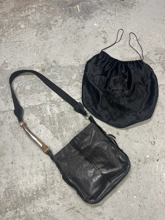 FW2008 Yves Saint Laurent Mombasa Organic Horn Handle Black Leather Shoulder Bag (OS) tTYbdJR 10