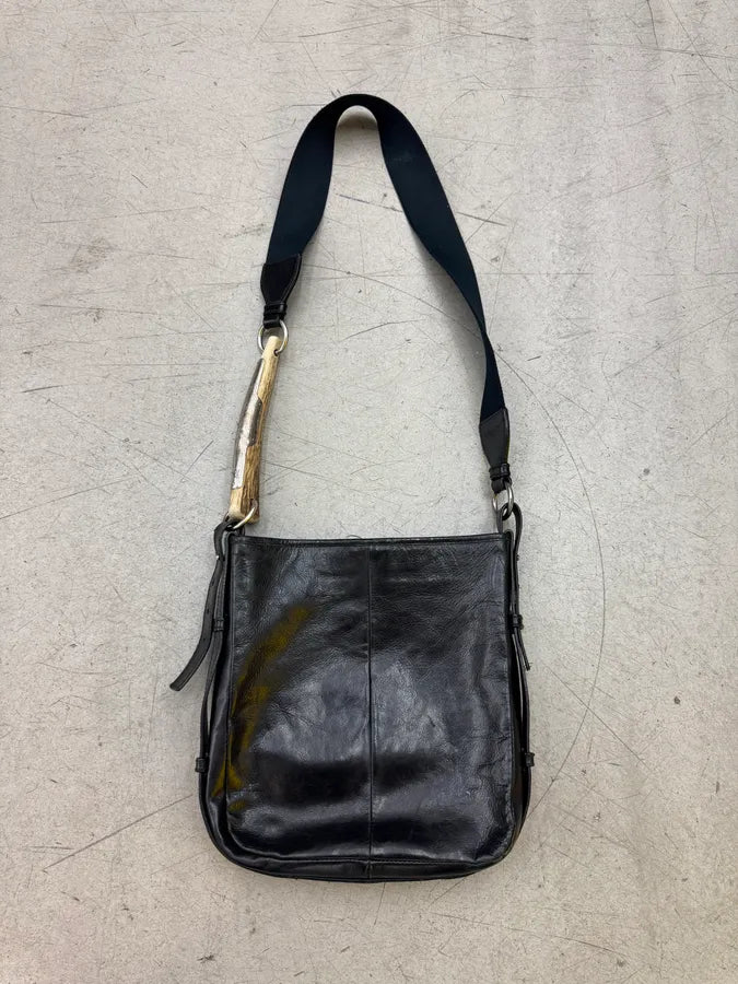 FW2008 Yves Saint Laurent Mombasa Organic Horn Handle Black Leather Shoulder Bag pDuTMnF 0