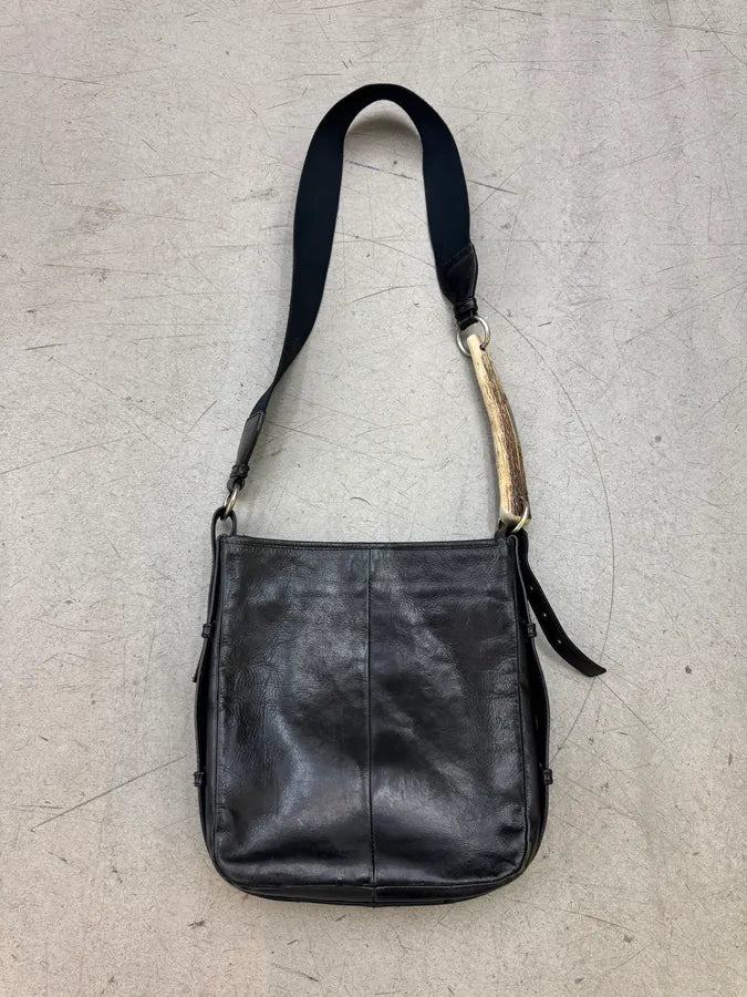 FW2008 Yves Saint Laurent Mombasa Organic Horn Handle Black Leather Shoulder Bag pDuTMnF 8