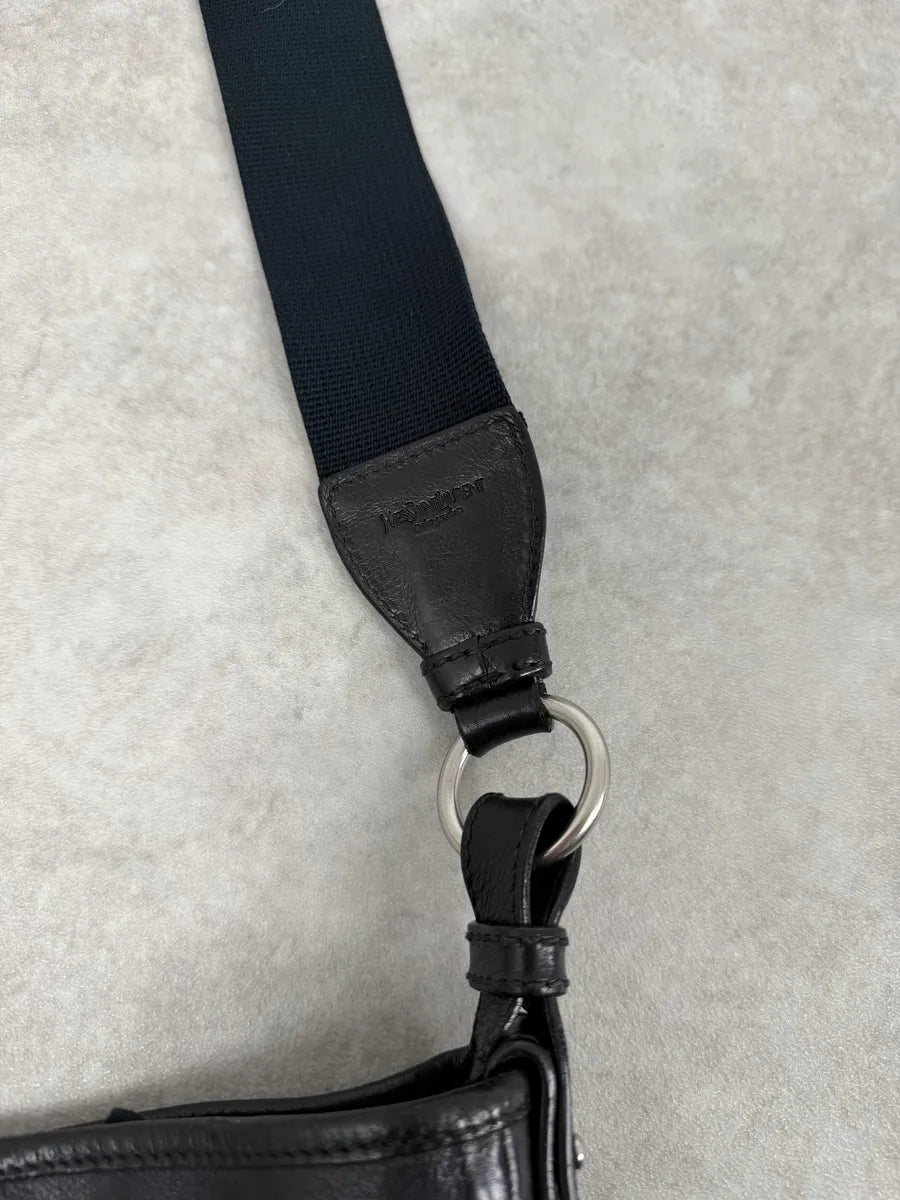 FW2008 Yves Saint Laurent Mombasa Organic Horn Handle Black Leather Shoulder Bag zdAQexz 10