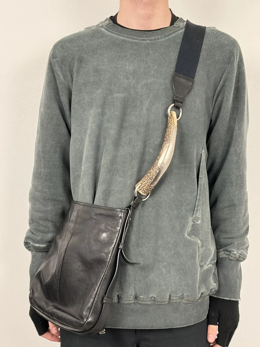 FW2008 Yves Saint Laurent Mombasa Organic Horn Handle Black Leather Shoulder Bag zdAQexz 2