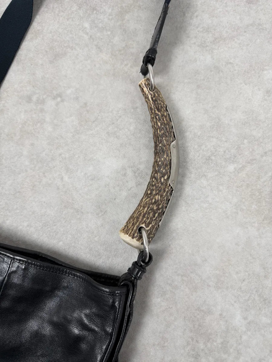 FW2008 Yves Saint Laurent Mombasa Organic Horn Handle Black Leather Shoulder Bag zdAQexz 3