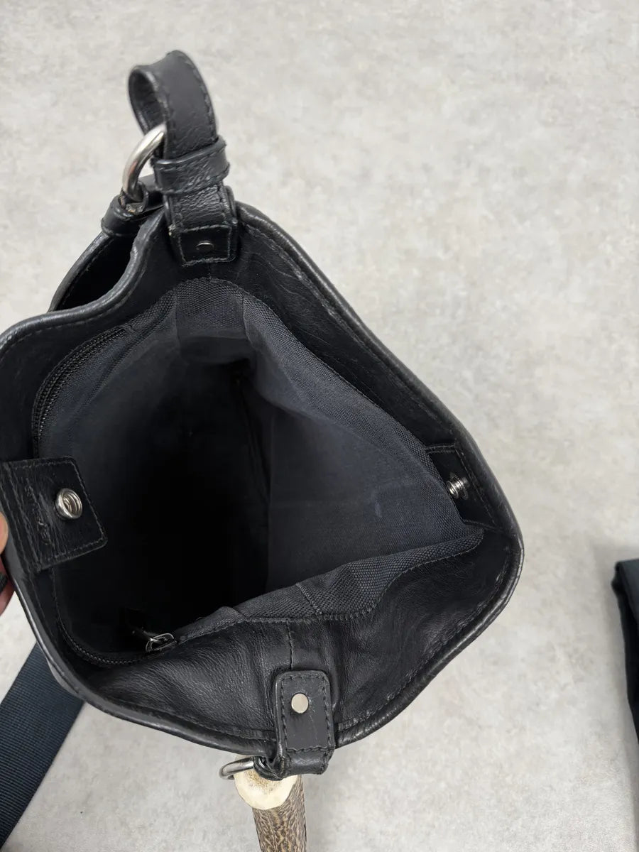 FW2008 Yves Saint Laurent Mombasa Organic Horn Handle Black Leather Shoulder Bag zdAQexz 5