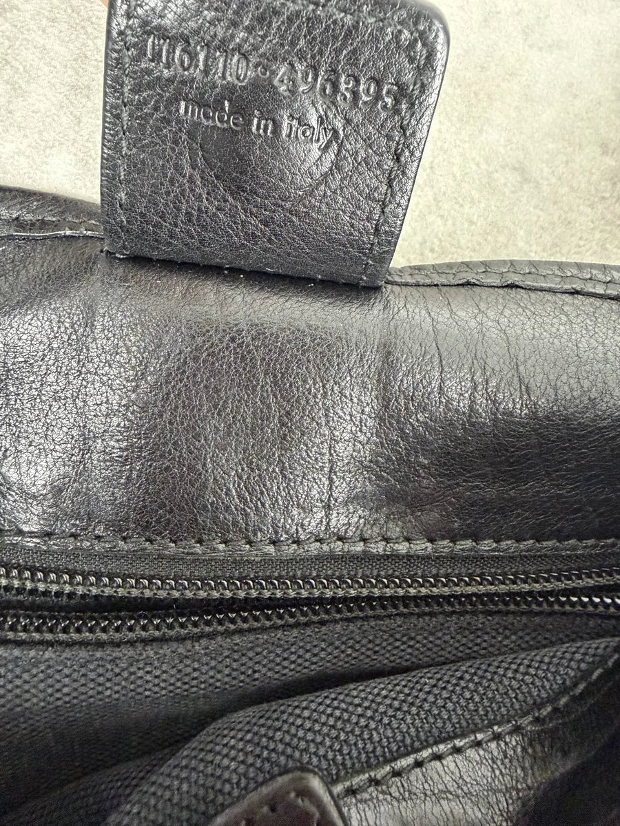 FW2008 Yves Saint Laurent Mombasa Organic Horn Handle Black Leather Shoulder Bag zdAQexz 6