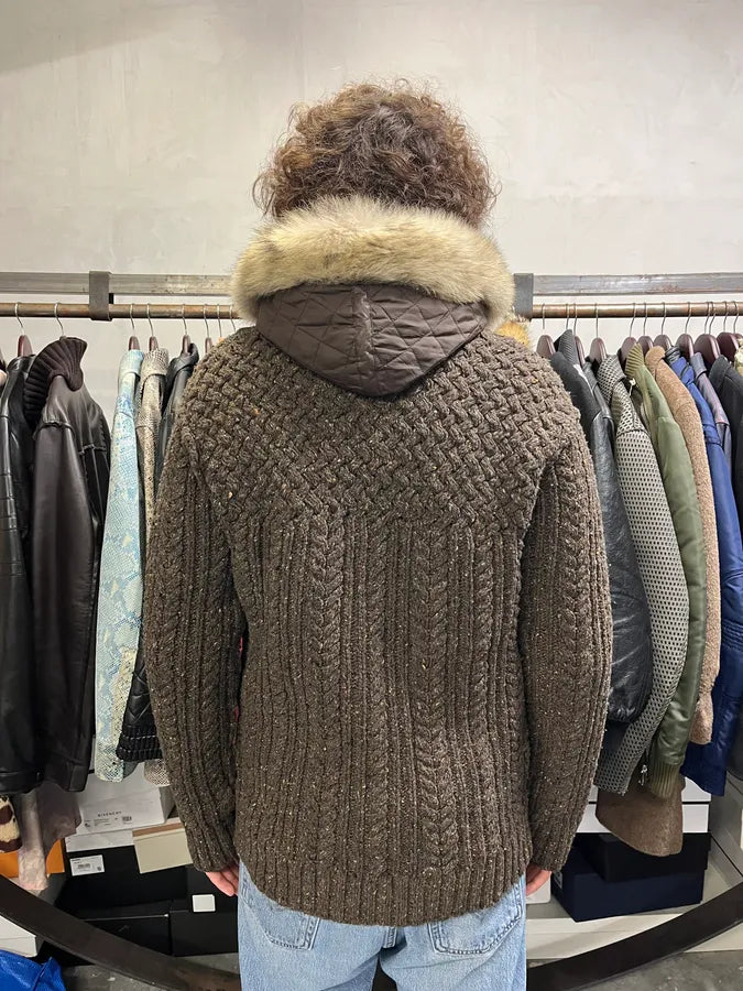 FW2009 Dolce & Gabbana Brown Wool Layered Hooded Puffer Jacket HxoDEnJ 4