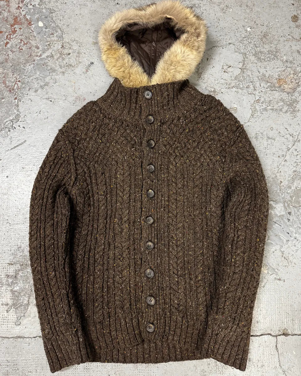 FW2009 Dolce & Gabbana Brown Wool Layered Hooded Puffer Jacket HxoDEnJ 0