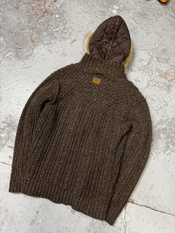 FW2009 Dolce & Gabbana Brown Wool Layered Hooded Puffer Jacket HxoDEnJ 5