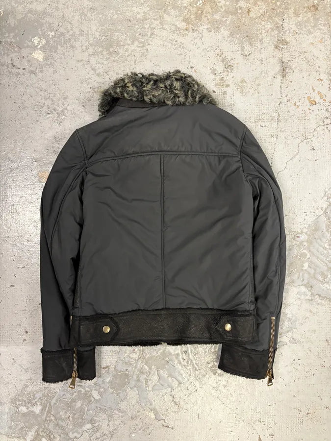 FW2009 Dolce & Gabbana Hybrid Nylon Shearling Grey Jacket YszYtUH 4