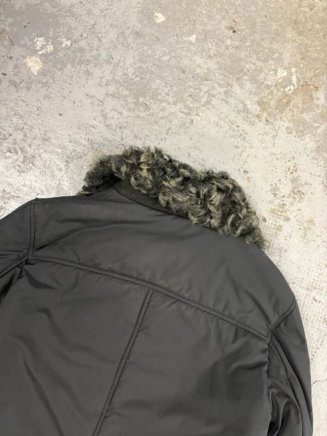 FW2009 Dolce & Gabbana Hybrid Nylon Shearling Grey Jacket YszYtUH 5