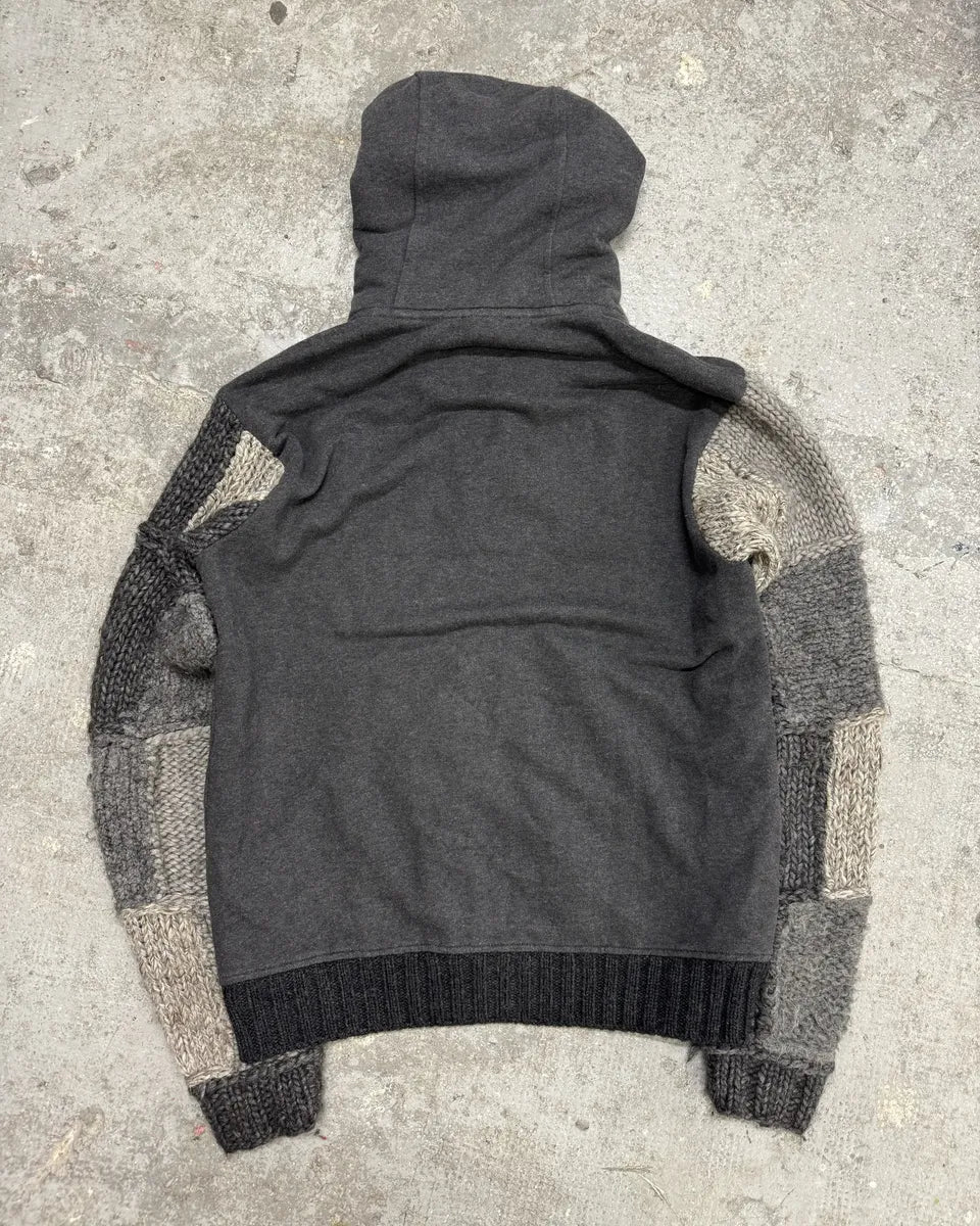 FW2009 Dolce & Gabbana Hybrid Patchwork Wool Effect Grey Zip-up Sweater DWbrWlW 1