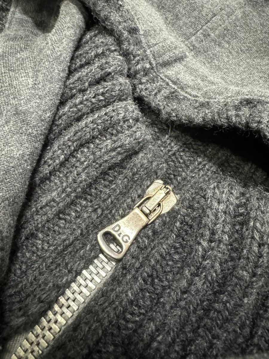 FW2009 Dolce & Gabbana Hybrid Patchwork Wool Effect Grey Zip-up Sweater DWbrWlW 6