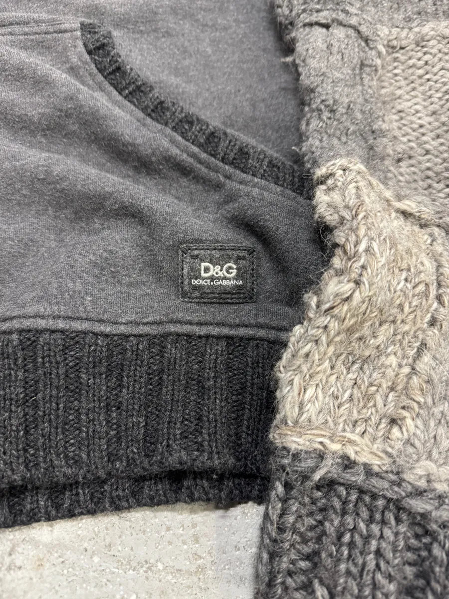 FW2009 Dolce & Gabbana Hybrid Patchwork Wool Effect Grey Zip-up Sweater DWbrWlW 7