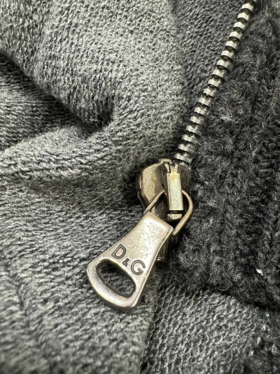 FW2009 Dolce & Gabbana Hybrid Patchwork Wool Effect Grey Zip-up Sweater DWbrWlW 8