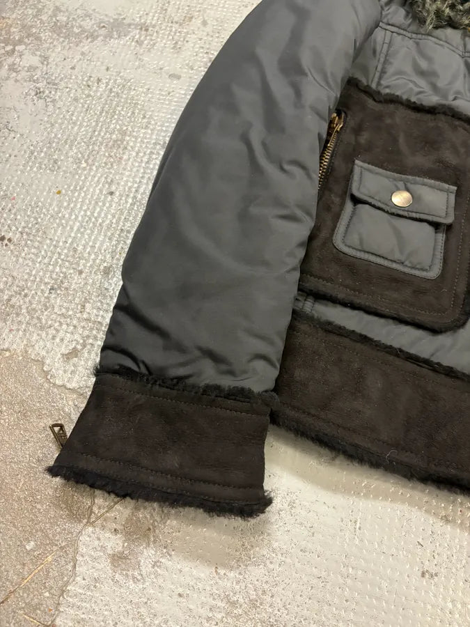 FW2009 Dolce & Gabbana Hybrid Nylon Shearling Black Jacket rwbvjJV 6