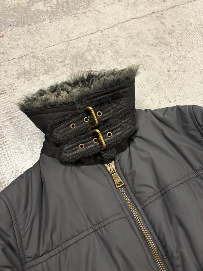 FW2009 Dolce & Gabbana Hybrid Nylon Shearling Black Jacket rwbvjJV 5