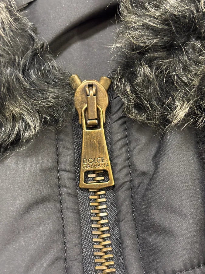 FW2009 Dolce & Gabbana Hybrid Nylon Shearling Black Jacket rwbvjJV 7