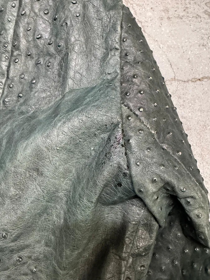 FW2009 Emporio Armani Dark Green Ostrich Effect Leather Jacket KQcmhan 10