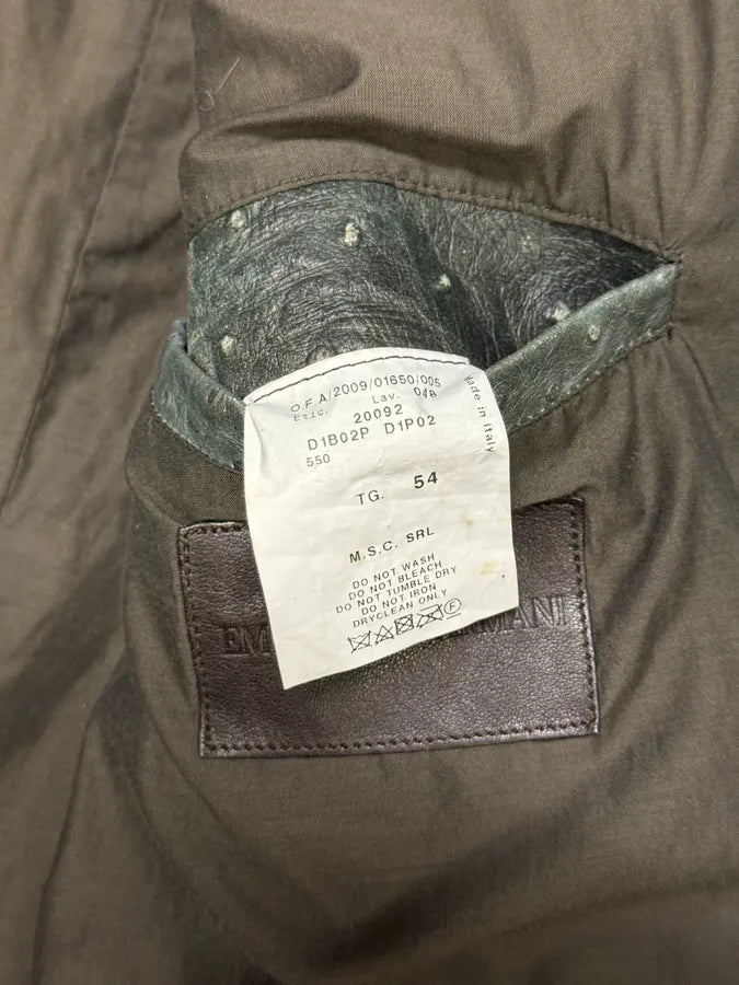 FW2009 Emporio Armani Dark Green Ostrich Effect Leather Jacket KQcmhan 11