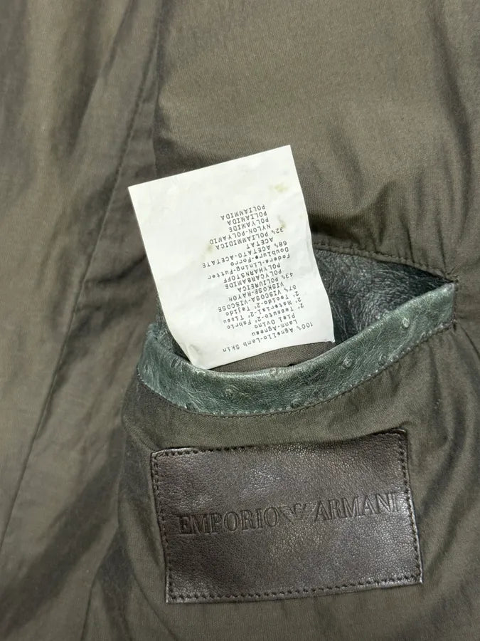 FW2009 Emporio Armani Dark Green Ostrich Effect Leather Jacket KQcmhan 12