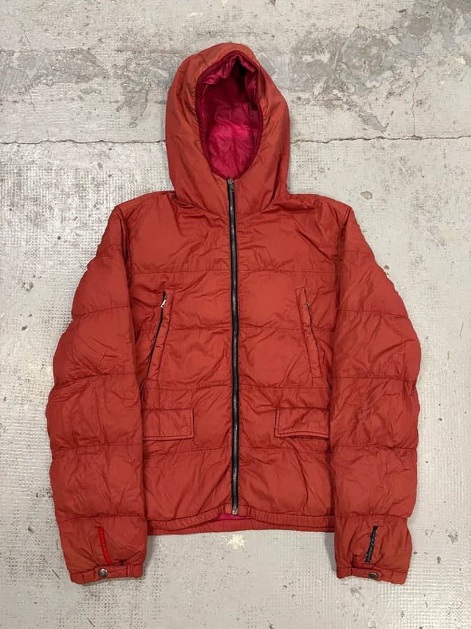 FW2009 Prada Red Nylon Quilted Puffer Jacket  VfmlYth 0