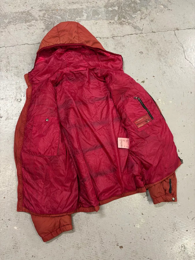 FW2009 Prada Red Nylon Quilted Puffer Jacket  VfmlYth 6
