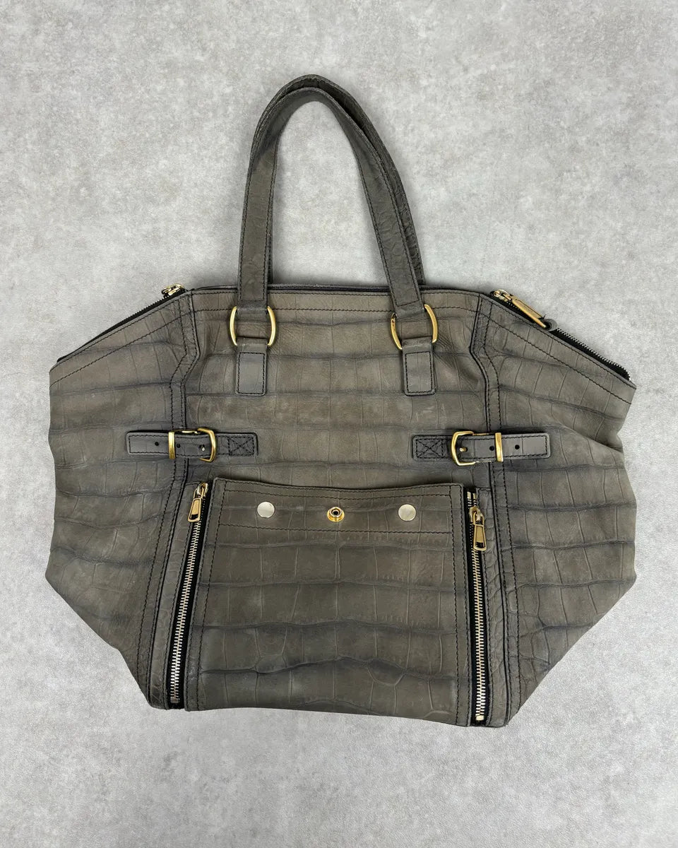 FW2009 Yves Saint Laurent Crocodile Embossed Leather Two Tote Bag YYwxwuZ 4