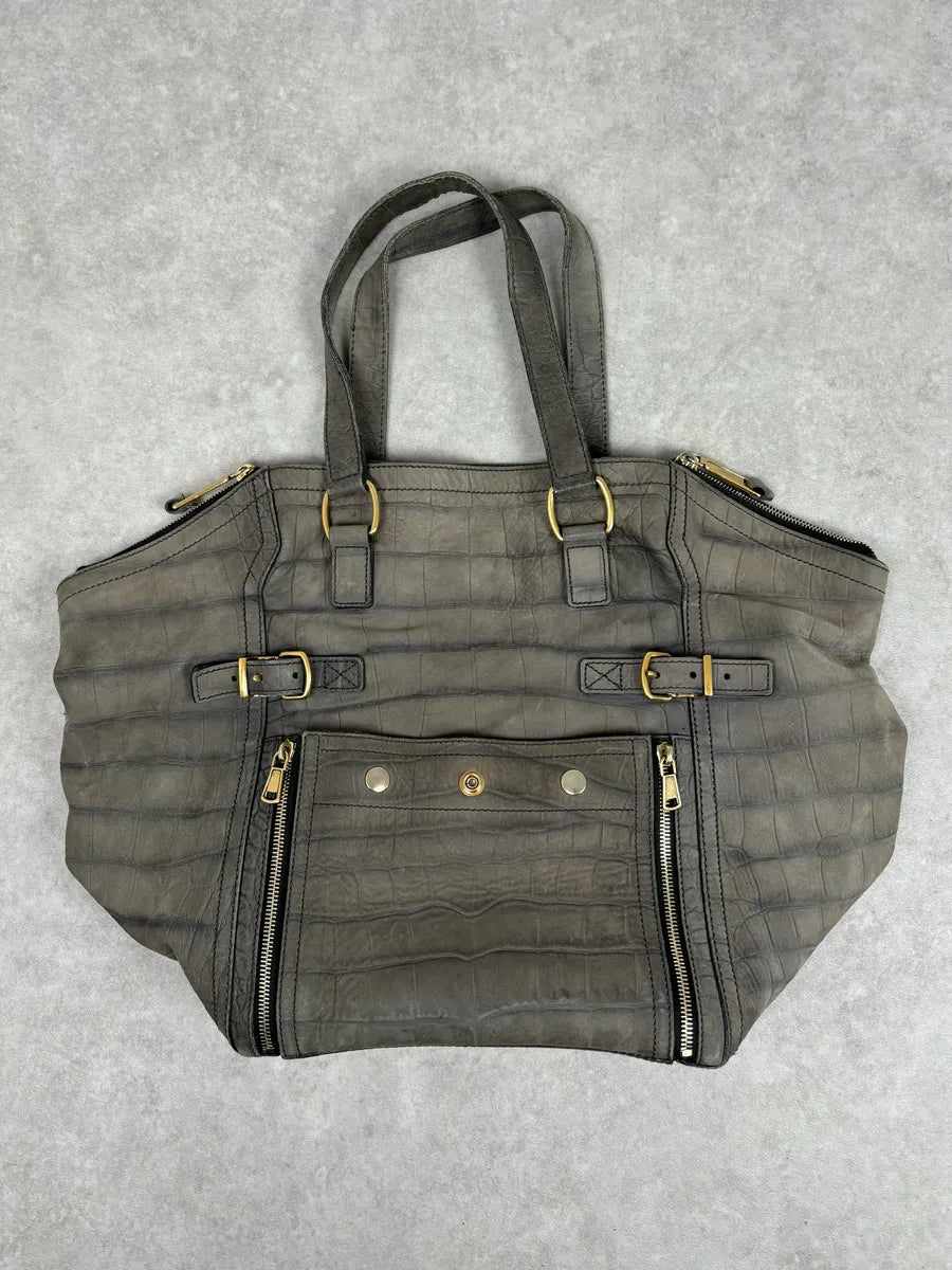 FW2009 Yves Saint Laurent Crocodile Embossed Leather Two Tote Bag YYwxwuZ 0