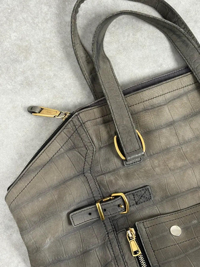 FW2009 Yves Saint Laurent Crocodile Embossed Leather Two Tote Bag YYwxwuZ 3