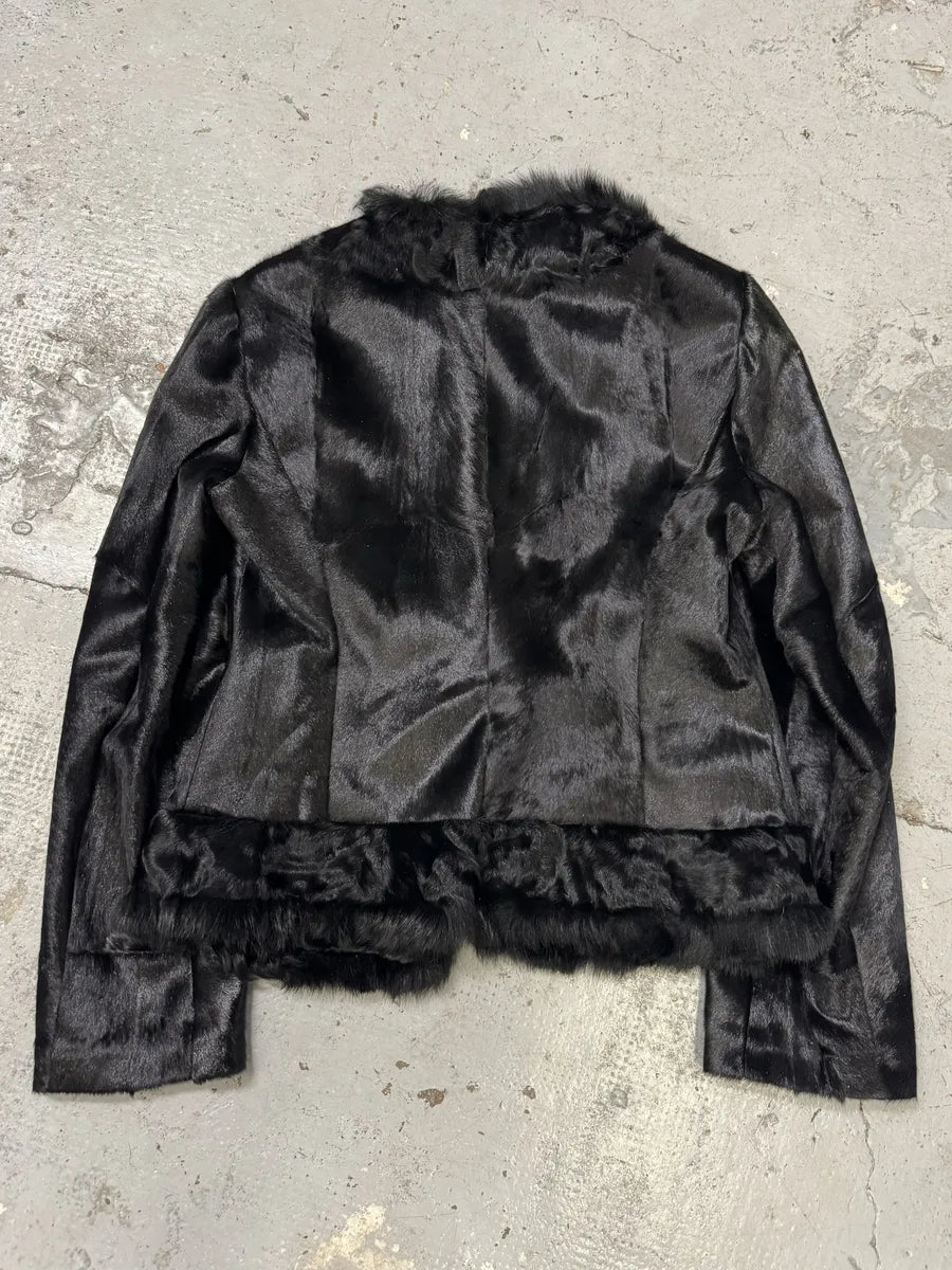 FW2010 Armani Collezioni Black Fur & Pony Hair Leather Jacket ekpgDQY 1