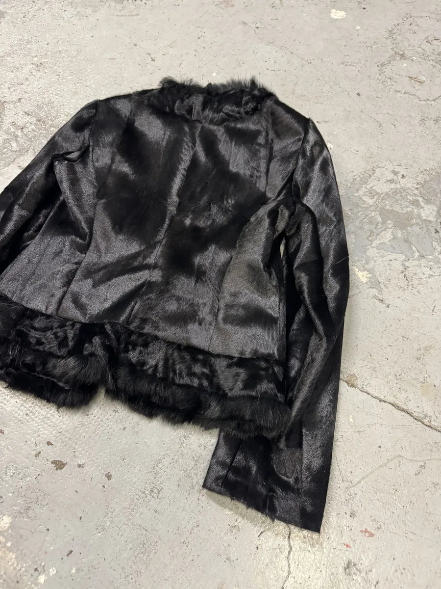 FW2010 Armani Collezioni Black Fur & Pony Hair Leather Jacket ekpgDQY 2