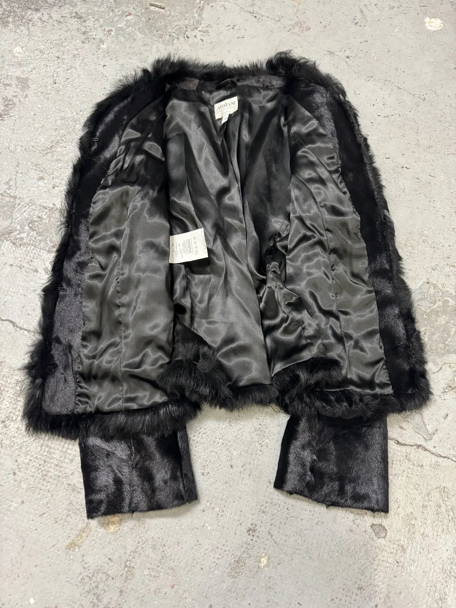 FW2010 Armani Collezioni Black Fur & Pony Hair Leather Jacket ekpgDQY 5