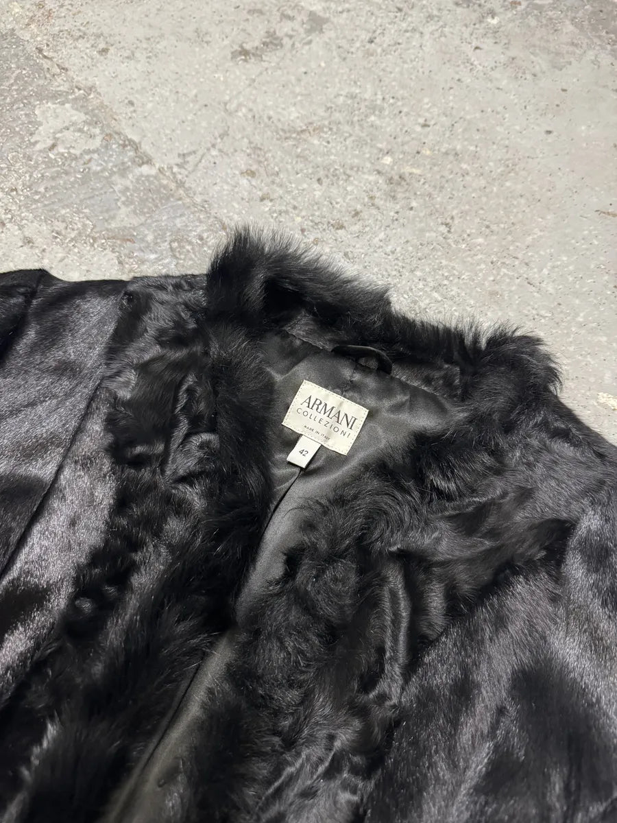 FW2010 Armani Collezioni Black Fur & Pony Hair Leather Jacket ekpgDQY 6