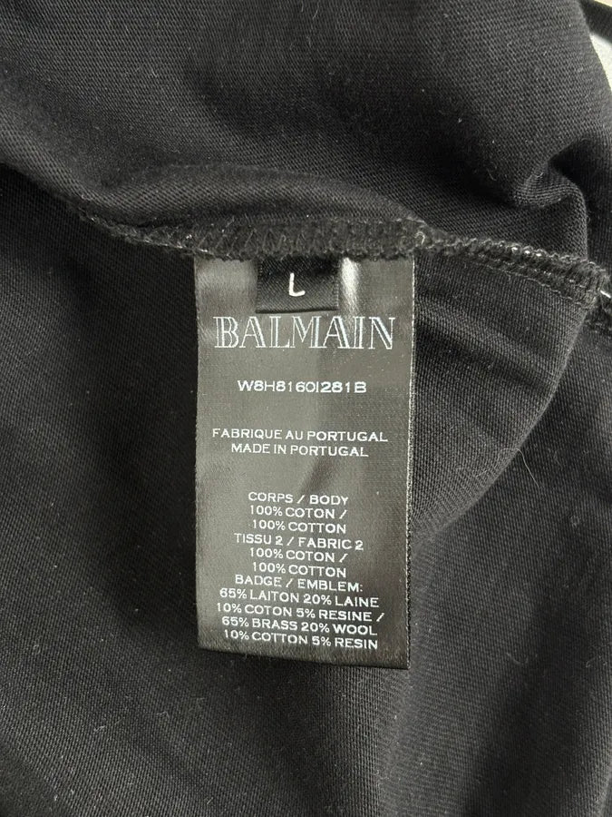 AW2018 Balmain Black Cotton Striped Polo Sweater FzgrONF 8