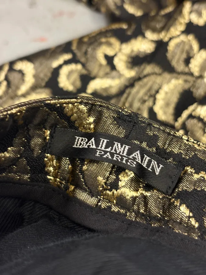 FW2010 Balmain Black Jacquard Metallic Floral Pants KtuMMAX 8