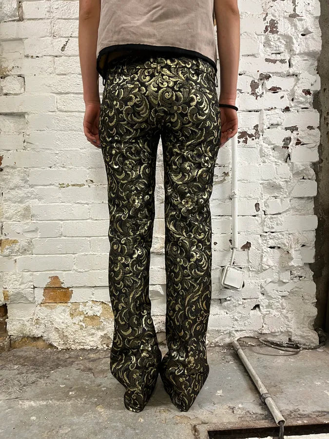 FW2010 Balmain Black Jacquard Metallic Floral Pants KtuMMAX 4