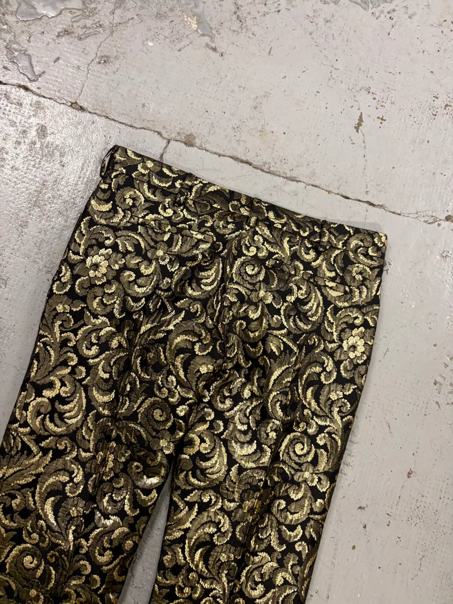 FW2010 Balmain Black Jacquard Metallic Floral Pants KtuMMAX 7