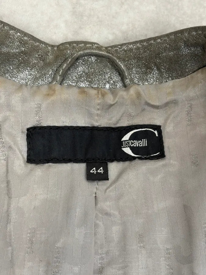 FW2010 Cavalli Faded Grey Studded Leather Jacket RCwsTUS 9