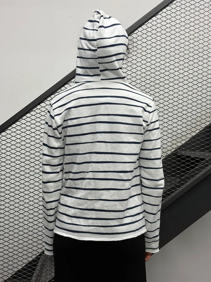 FW2010 Comme des Garçons Marine White Striped Zip-up Hoodie fxcLIOj 2