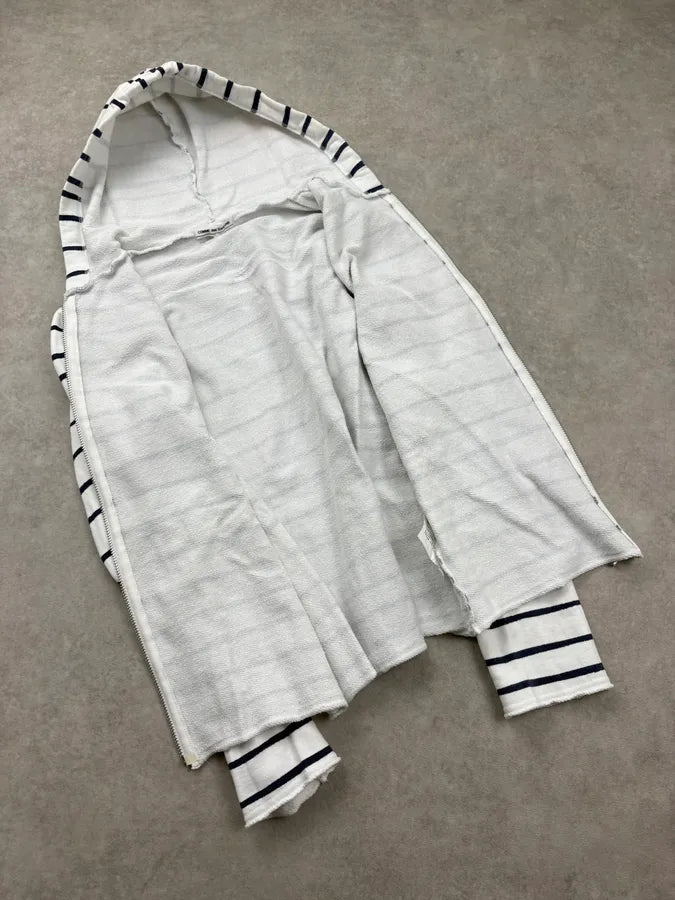 FW2010 Comme des Garçons Marine White Striped Zip-up Hoodie fxcLIOj 6