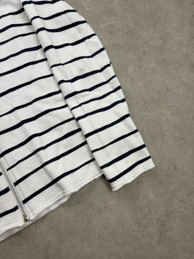FW2010 Comme des Garçons Marine White Striped Zip-up Hoodie fxcLIOj 7