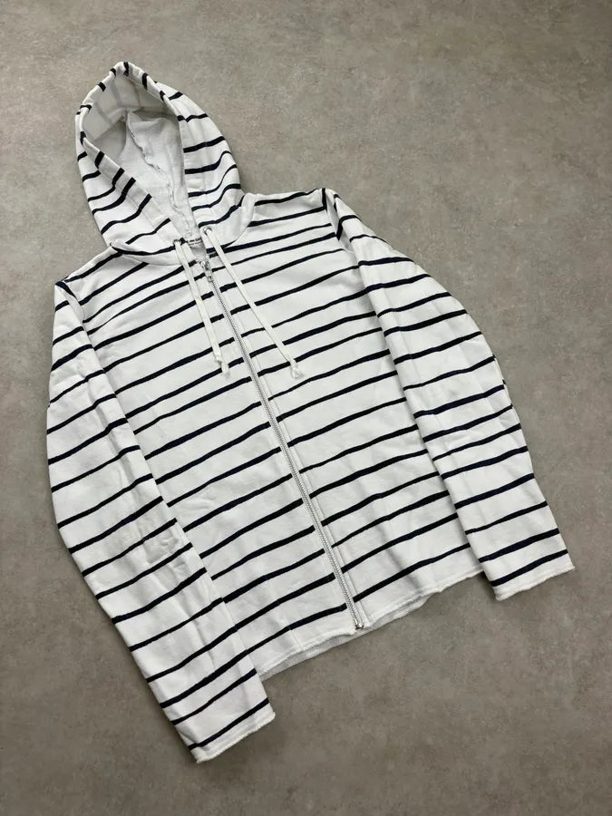 FW2010 Comme des Garçons Marine White Striped Zip-up Hoodie fxcLIOj 3